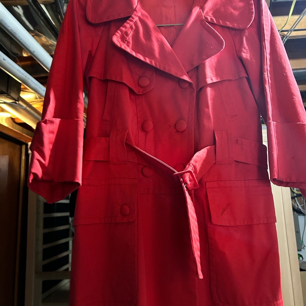 French Connection Vibrant Red Trench Coat